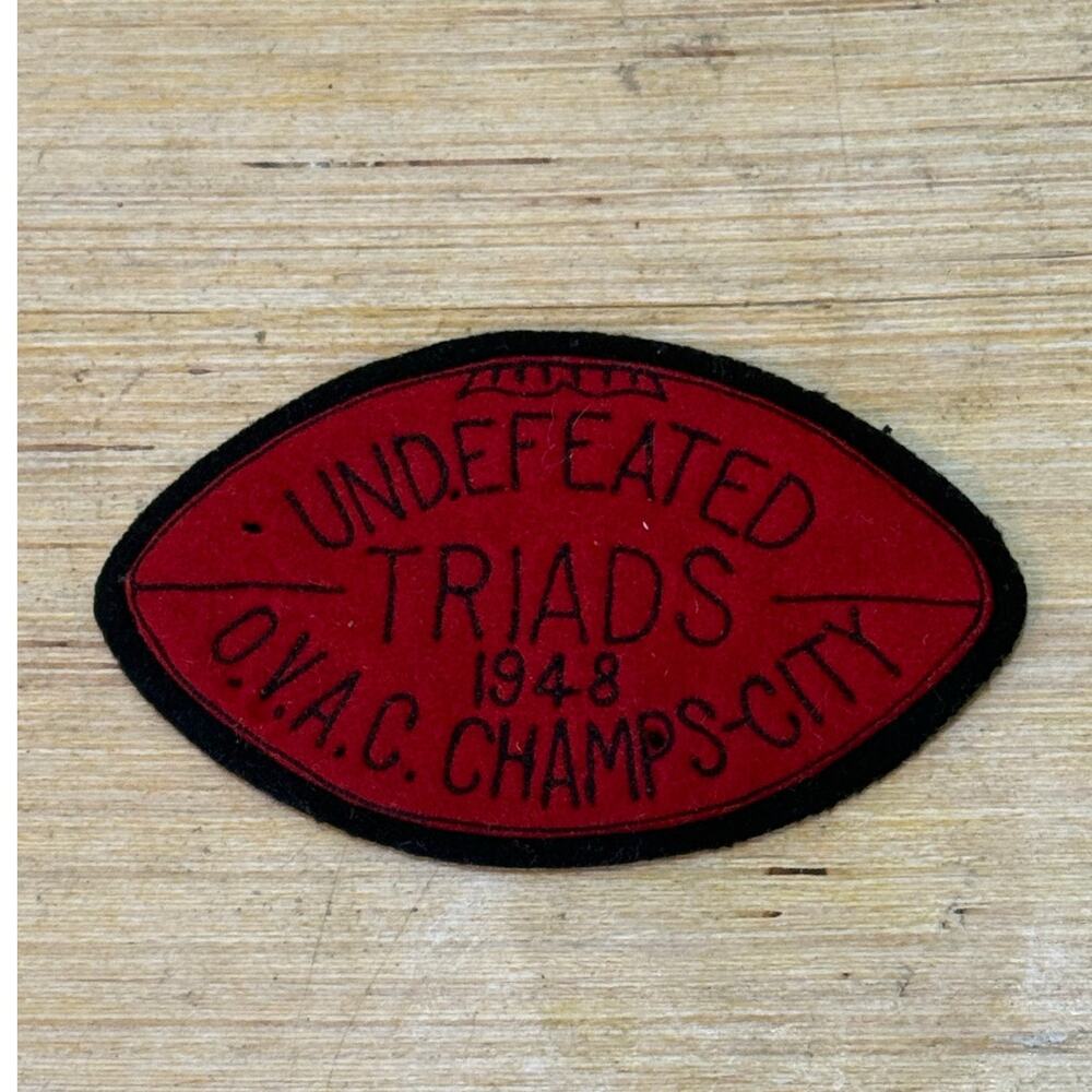 Vintage Varsity Football Patch 1948 O.V.A.C Triads Champ Red Black Letterman
